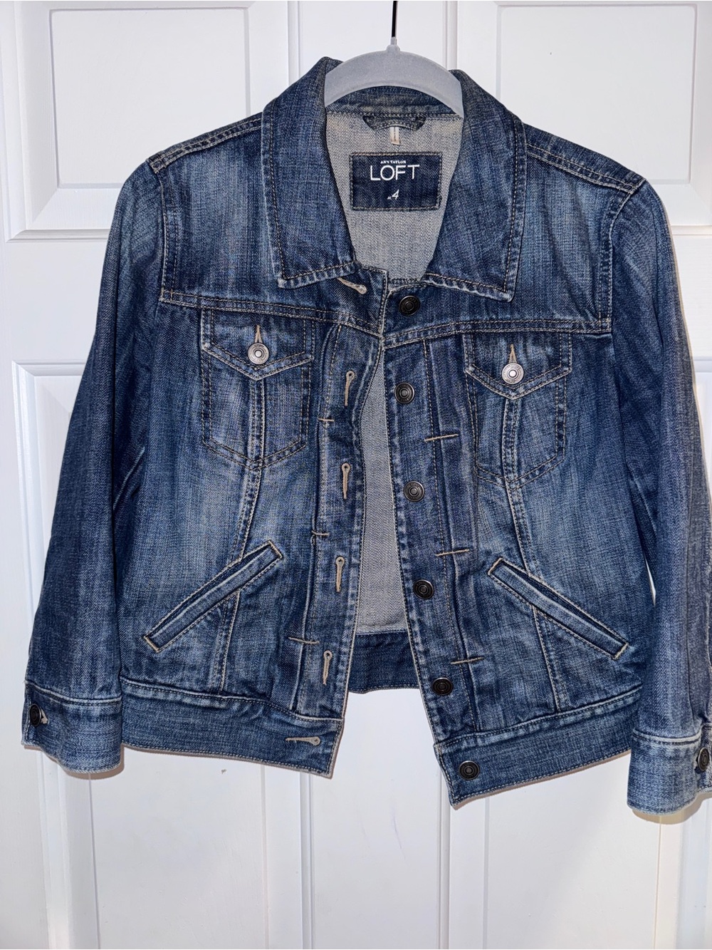 LOFT Women's Washed Blue Denim Jacket